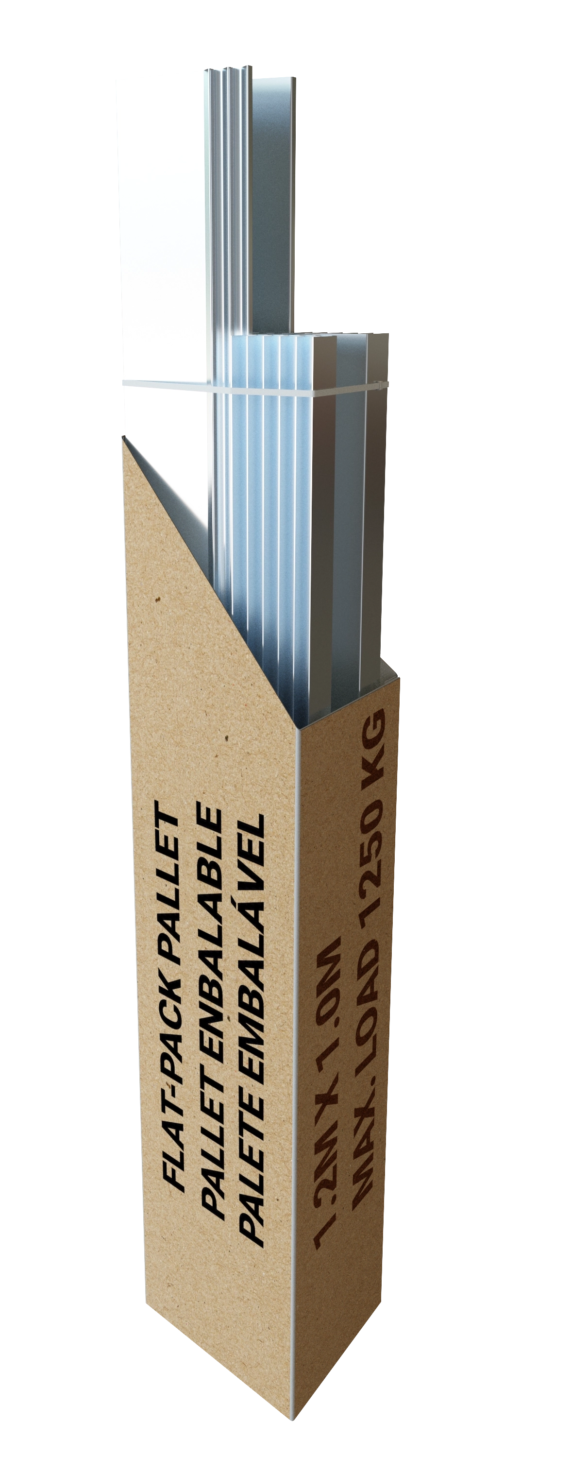 Kit PallKit en su empaque con los perfiles de aluminio